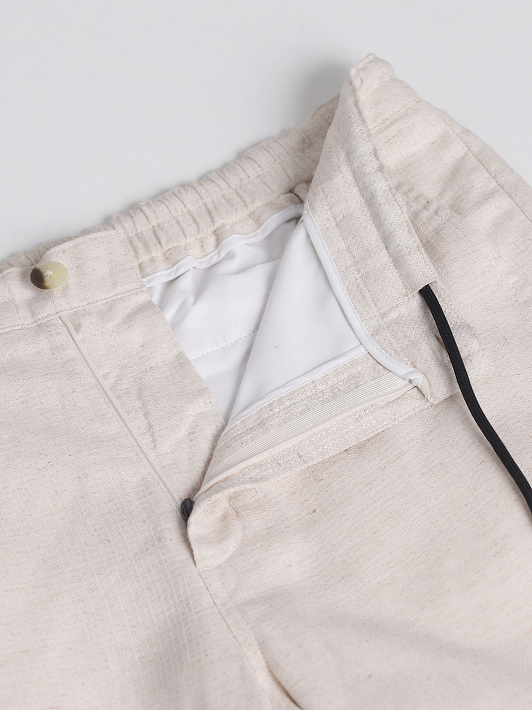 Beige Mid Rise Slim Fit Pants