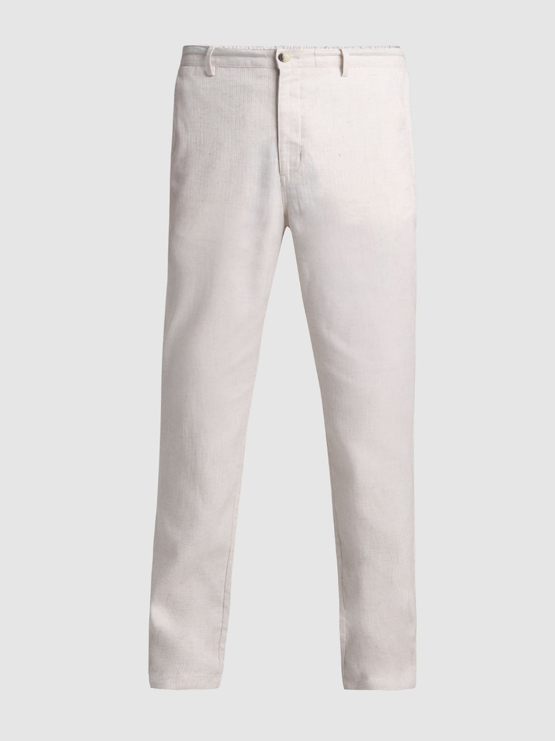 Beige Mid Rise Slim Fit Pants