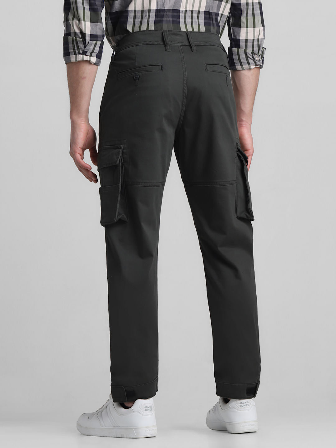 Dark Green Mid Rise Cargo Pants