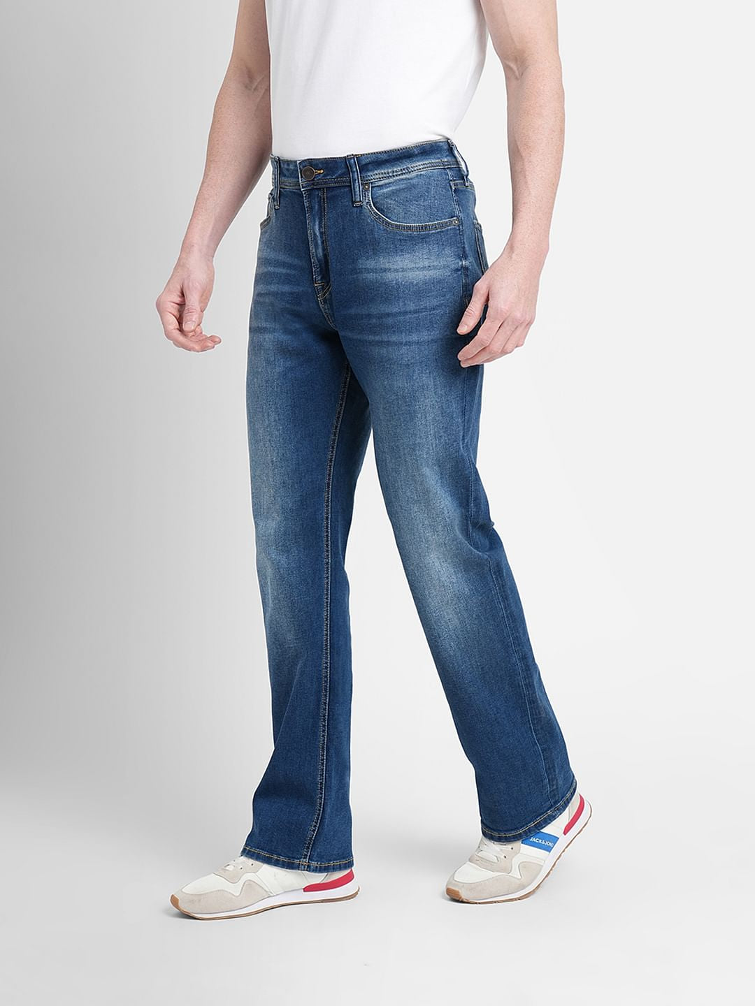 Blue High Rise Washed Ray Bootcut Jeans