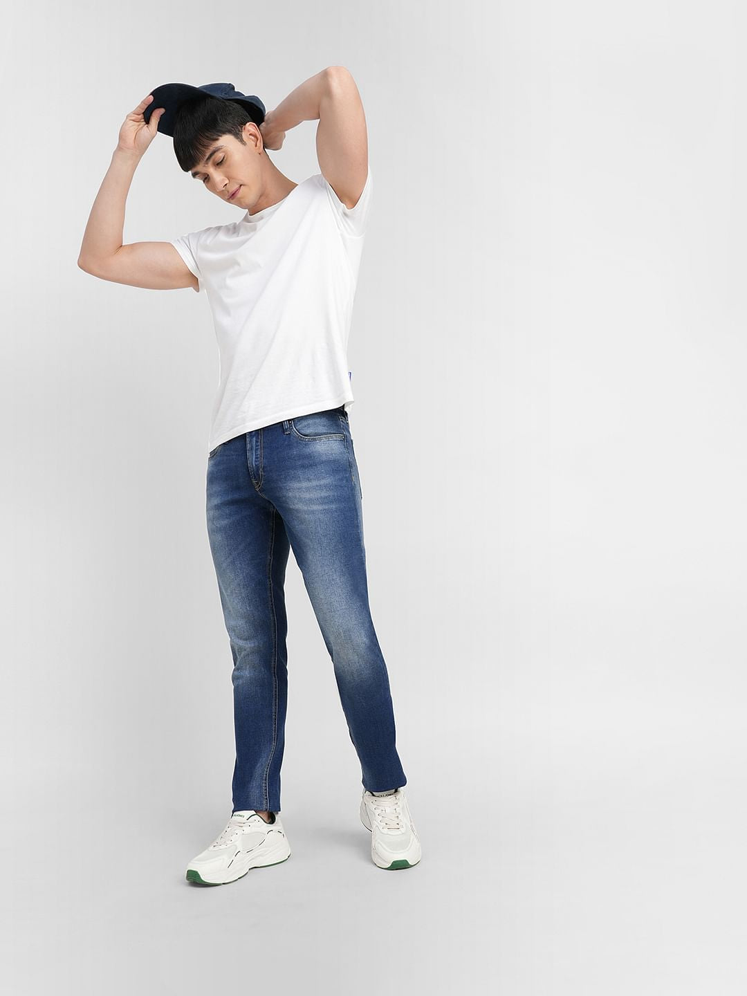 Blue Low Rise Washed Glenn Slim Fit Jeans