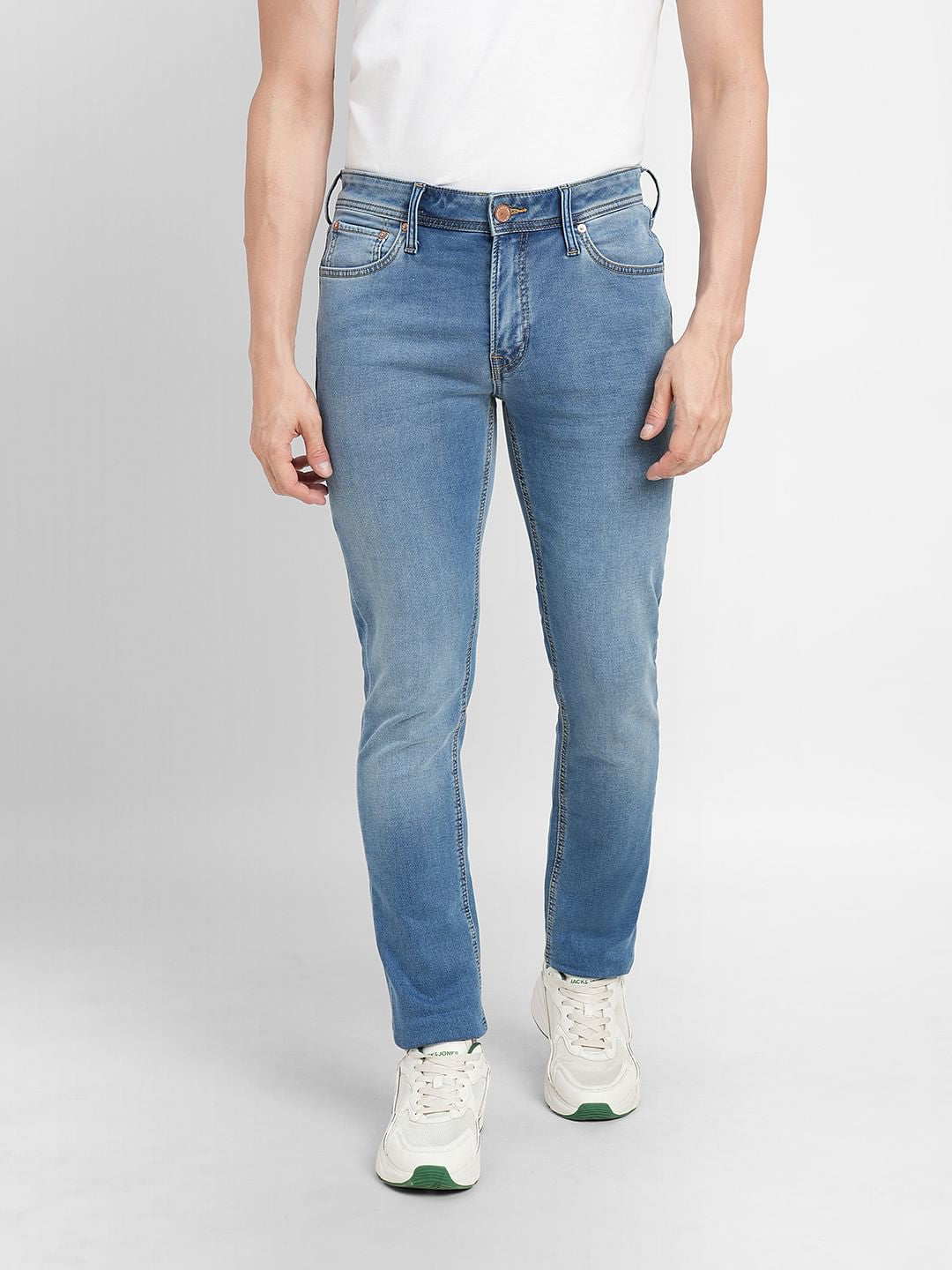 Blue Low Rise Washed Ben Skinny Fit Jeans