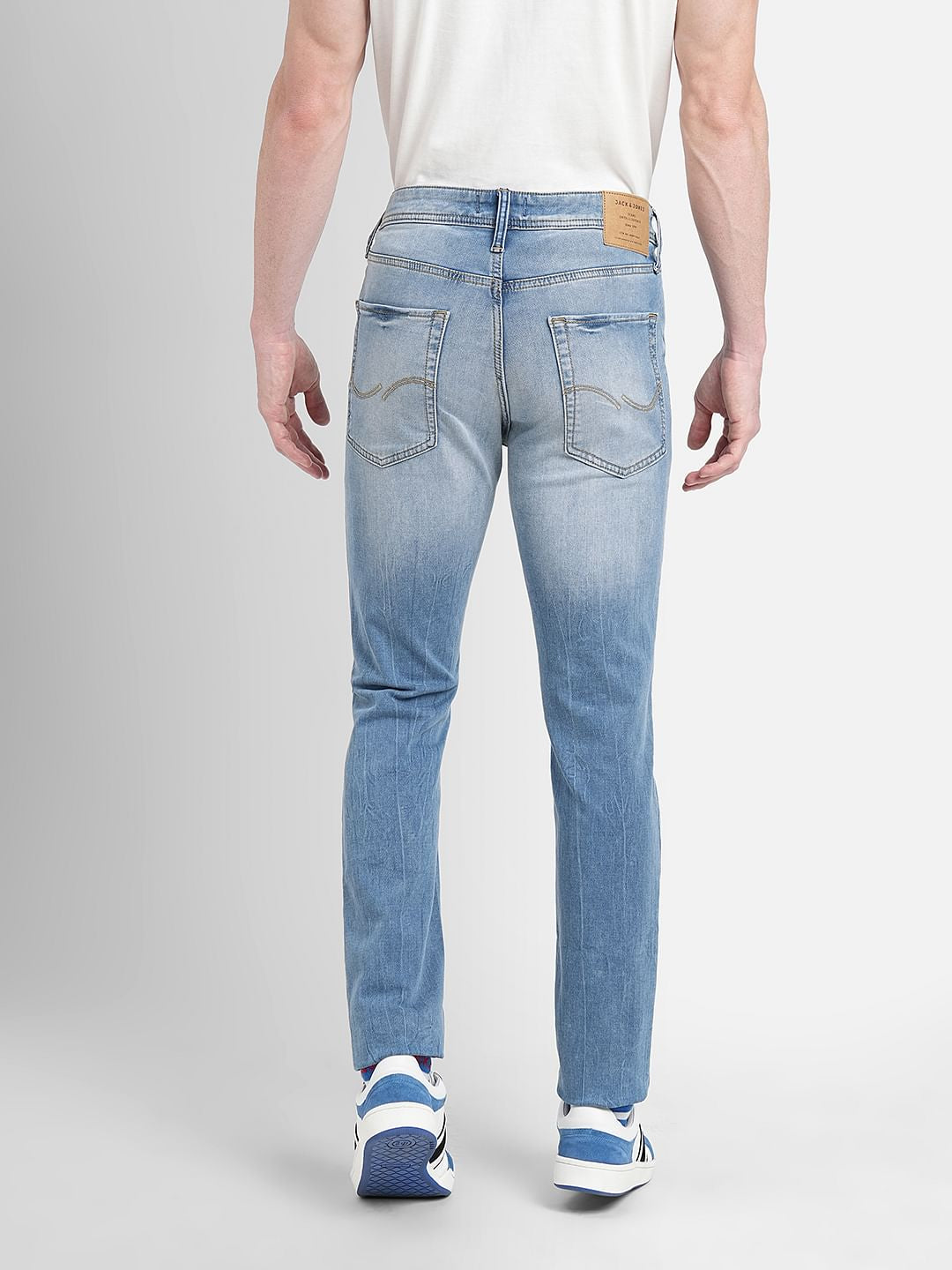 Blue Low Rise Distressed Ben Skinny Fit Jeans