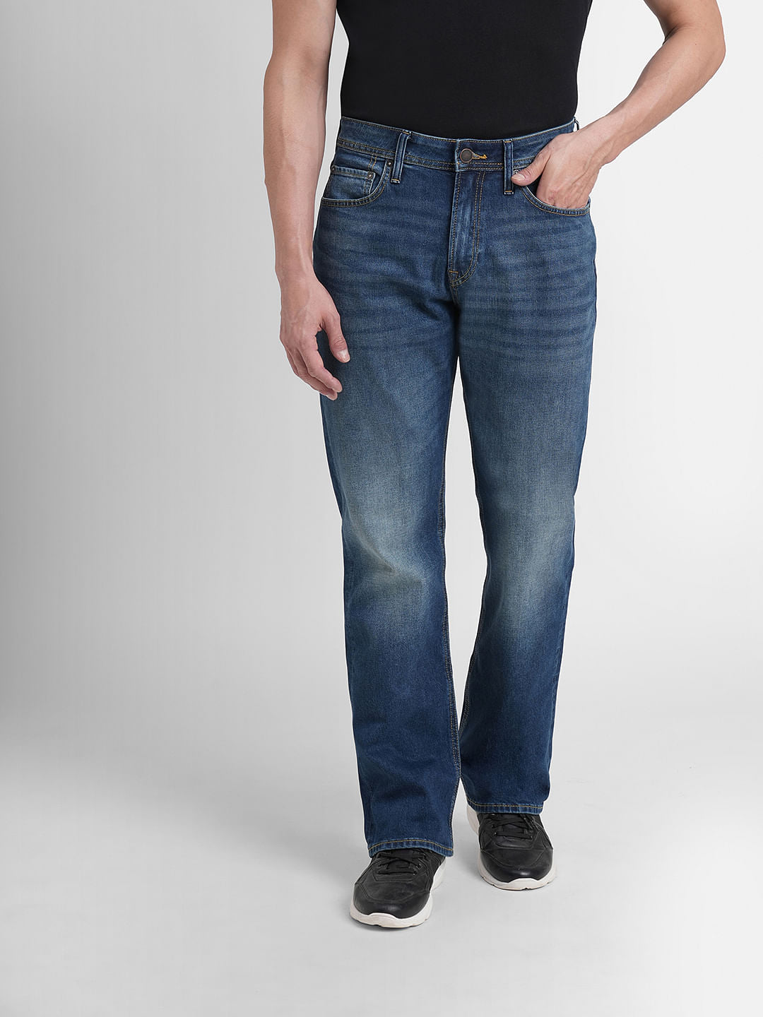 Dark Blue High Rise Bootcut Jeans