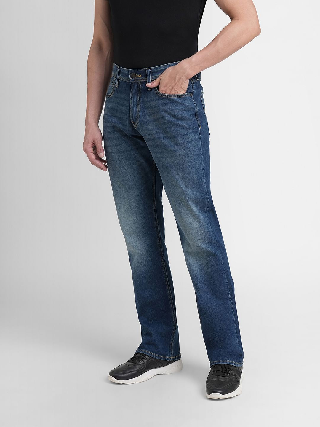 Dark Blue High Rise Bootcut Jeans