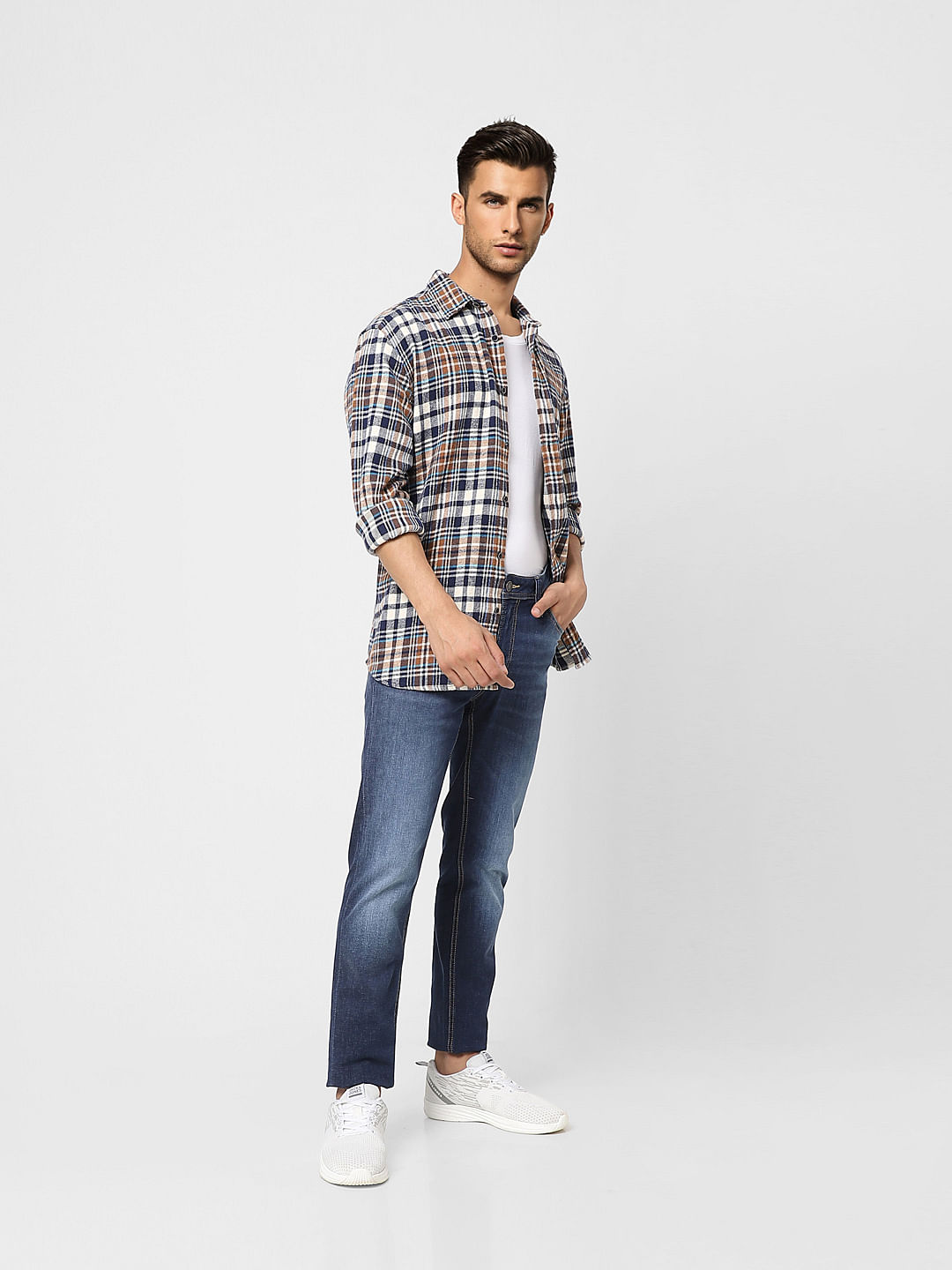 Dark Blue Low Rise Washed Ben Skinny Jeans