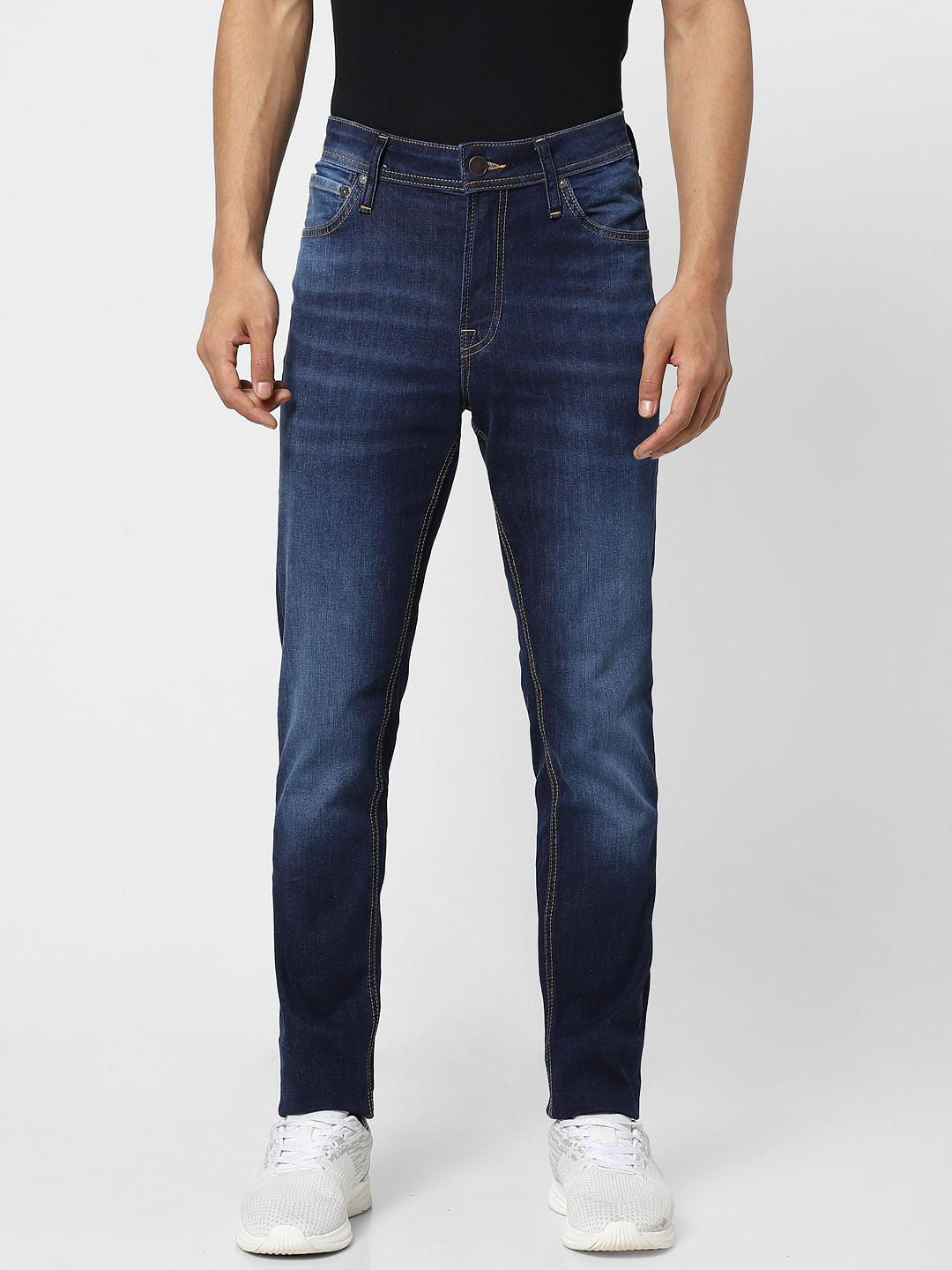Dark Blue Low Rise Washed Ben Skinny Jeans
