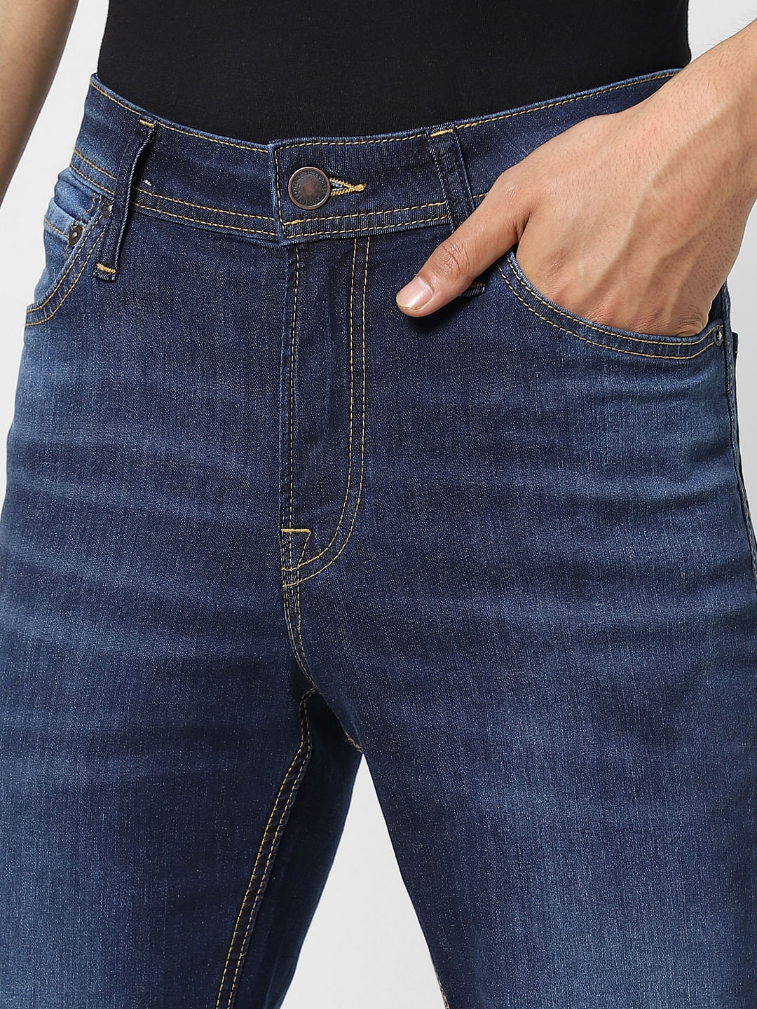 Dark Blue Low Rise Washed Ben Skinny Jeans