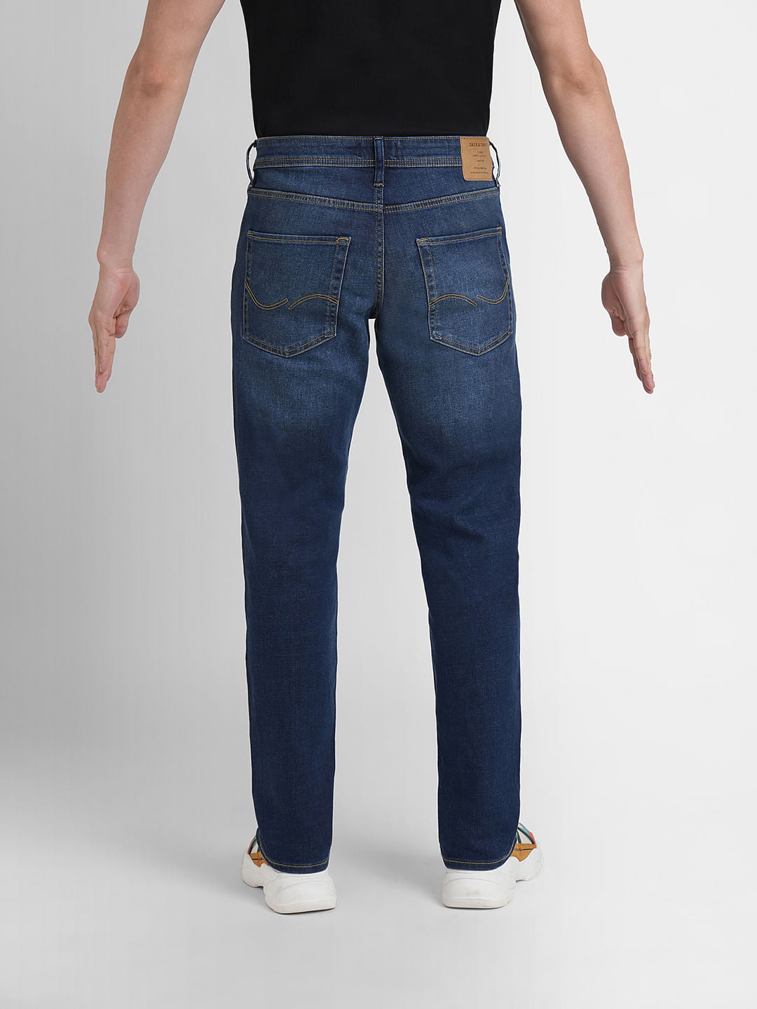 Dark Blue Mid Rise Clark Regular Fit Jeans