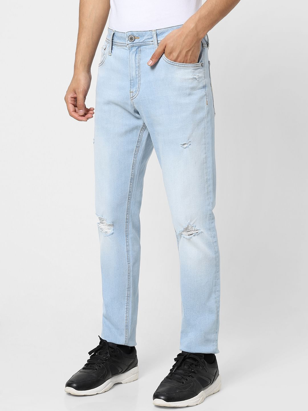 Light Blue Low Rise Distressed Glenn Slim Jeans