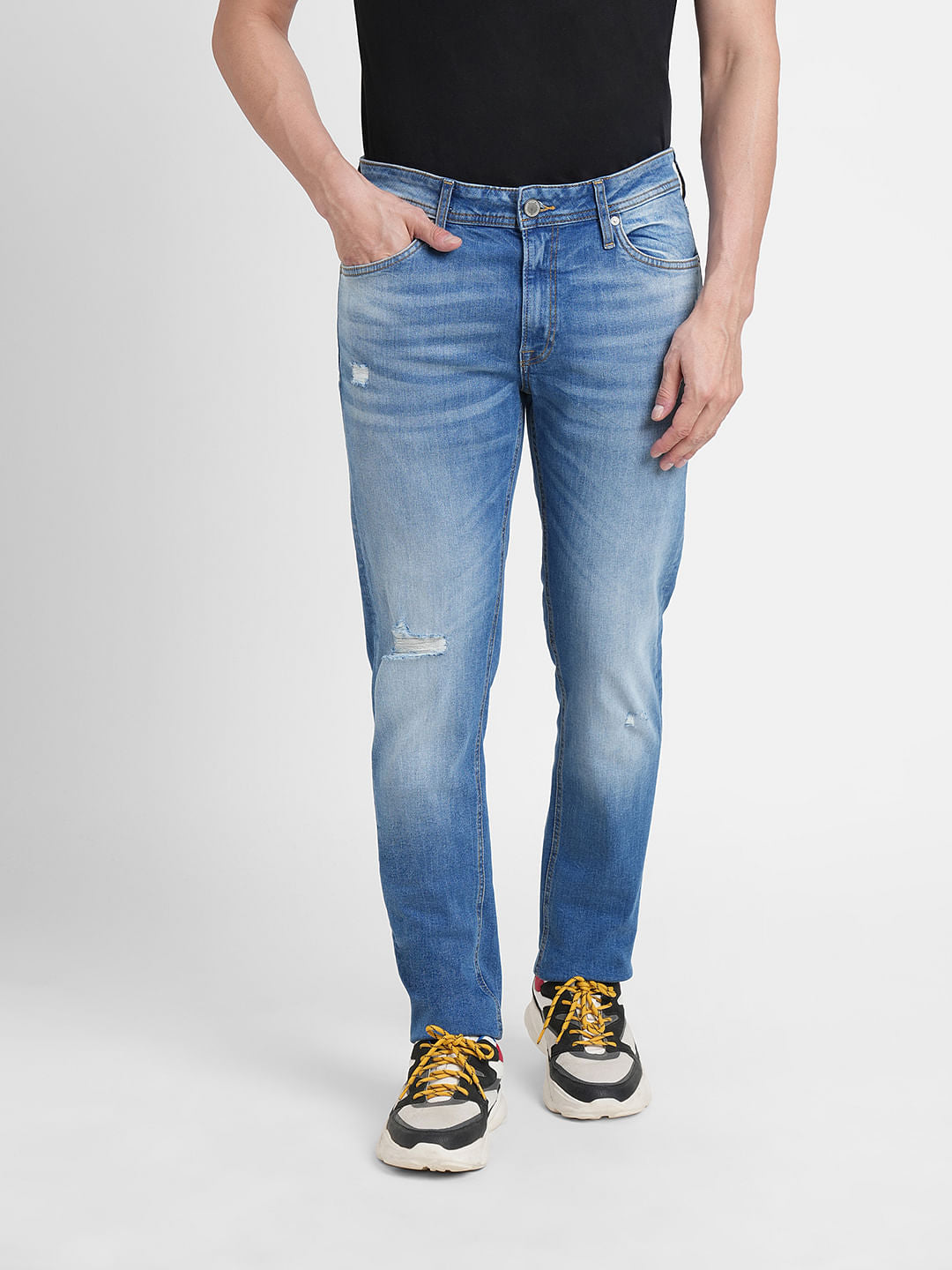 Light Blue Low Rise Distressed Ben Skinny Jeans