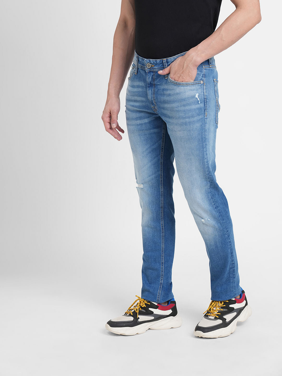 Light Blue Low Rise Distressed Ben Skinny Jeans