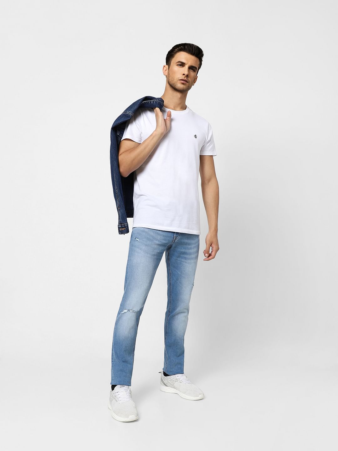 Light Blue Low Rise Distressed Glenn Slim Jeans