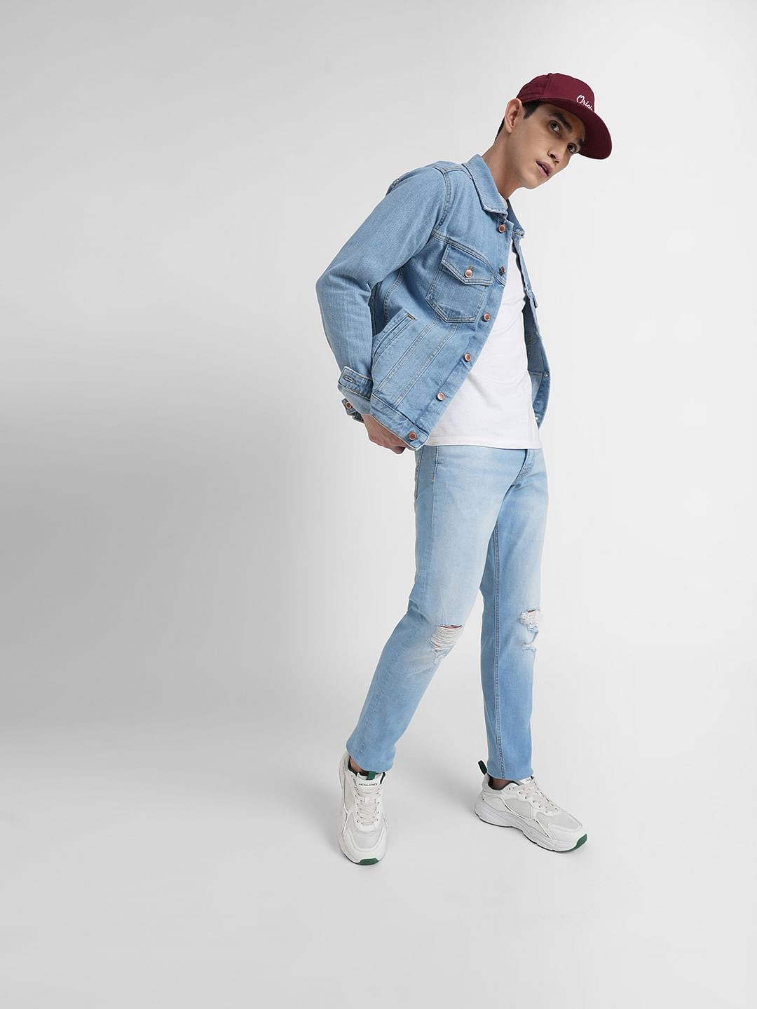 Light Blue Low Rise Distressed Glenn Slim Jeans