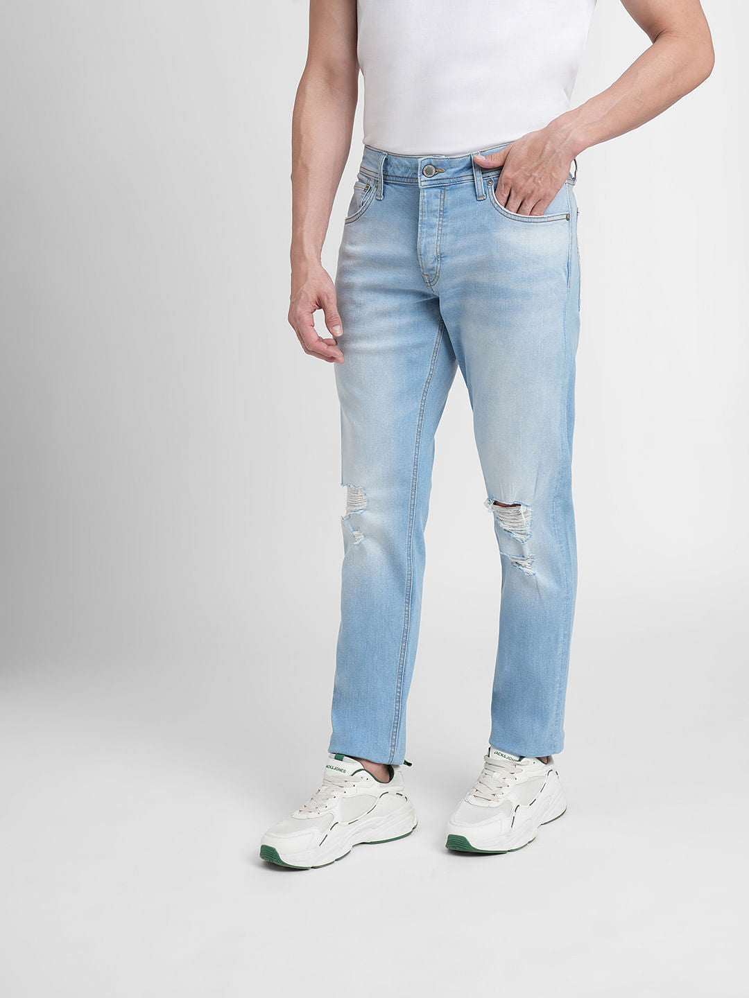 Light Blue Low Rise Distressed Glenn Slim Jeans