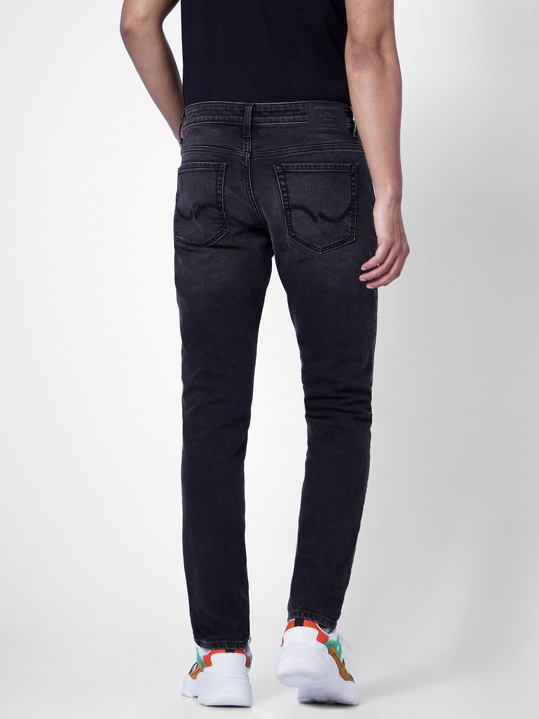 Black Low Rise Washed Slim Fit Jeans