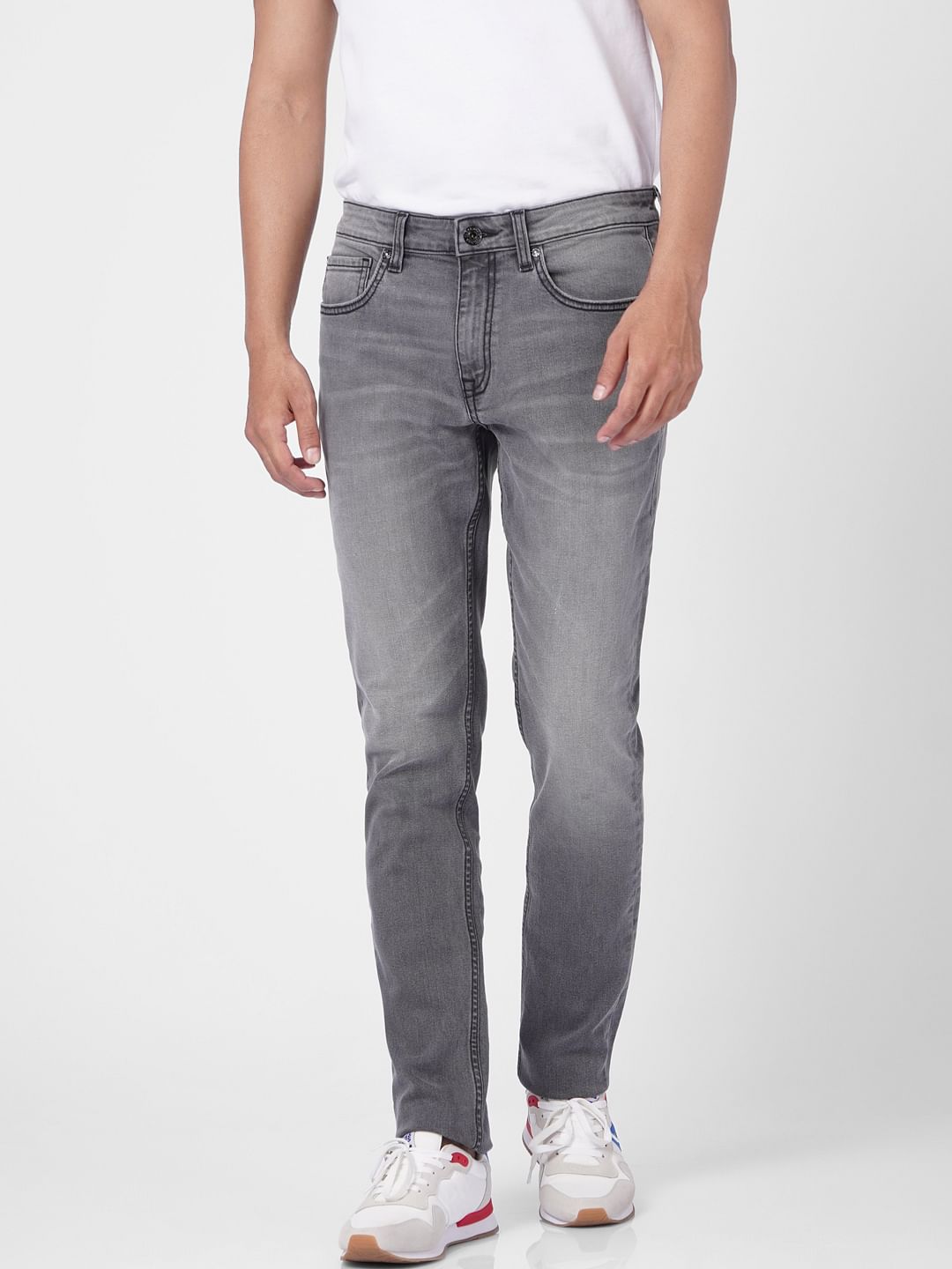 Grey Low Rise Washed Glenn Slim Jeans