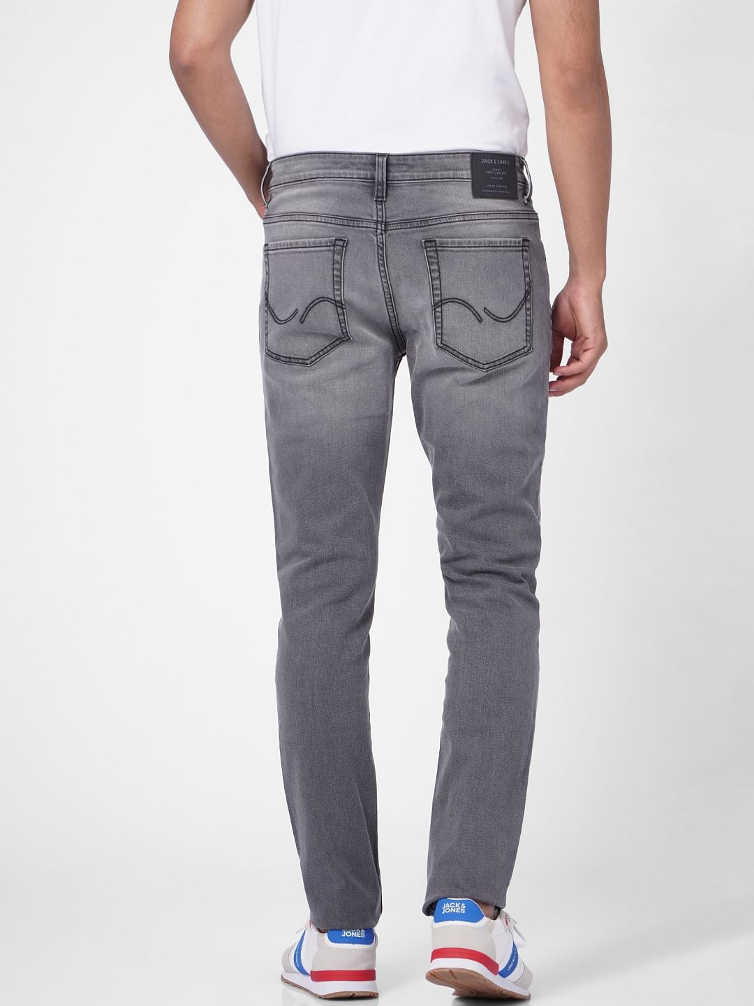 Grey Low Rise Washed Glenn Slim Jeans