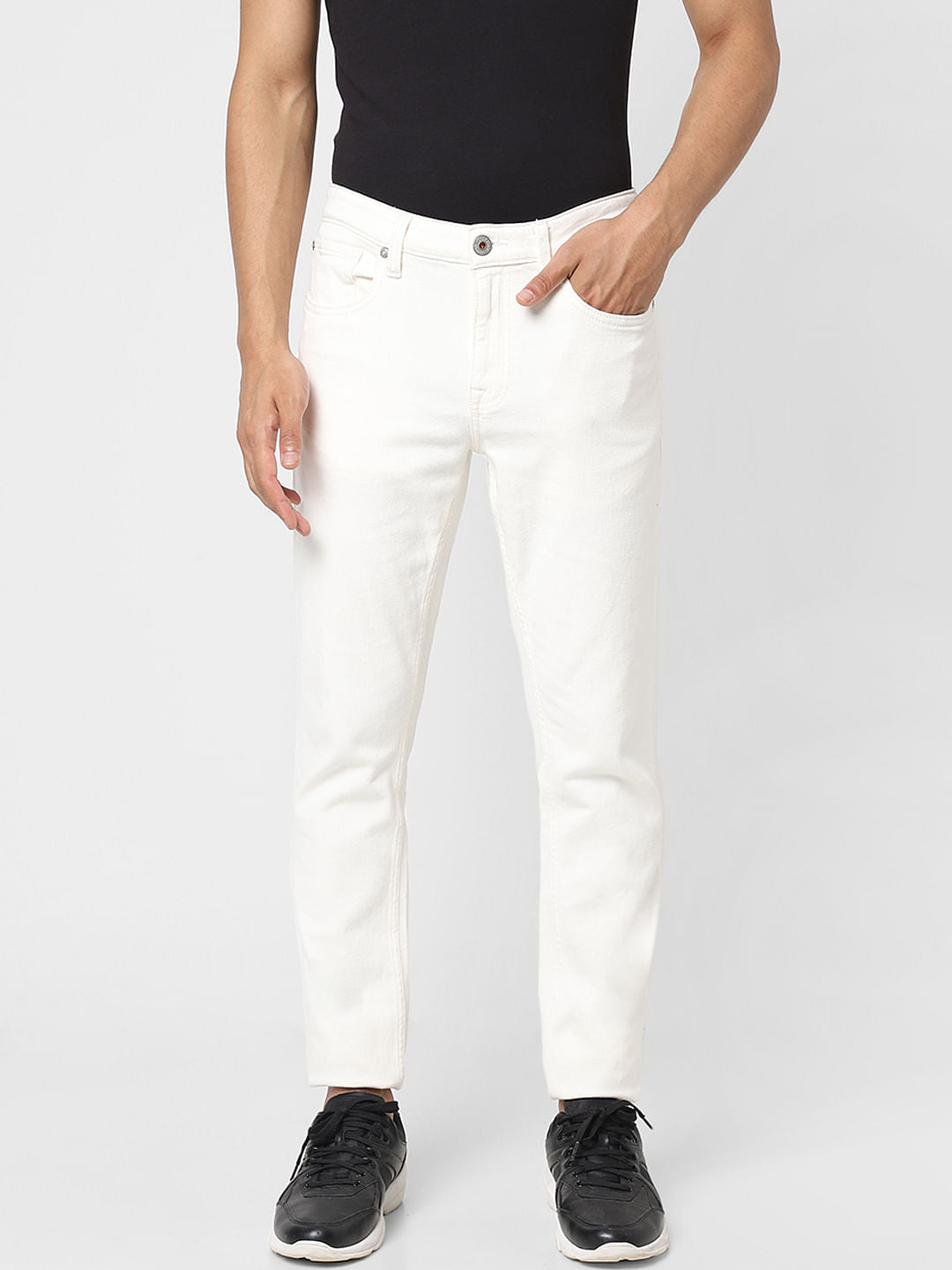 White Low Rise Glenn Slim Jeans
