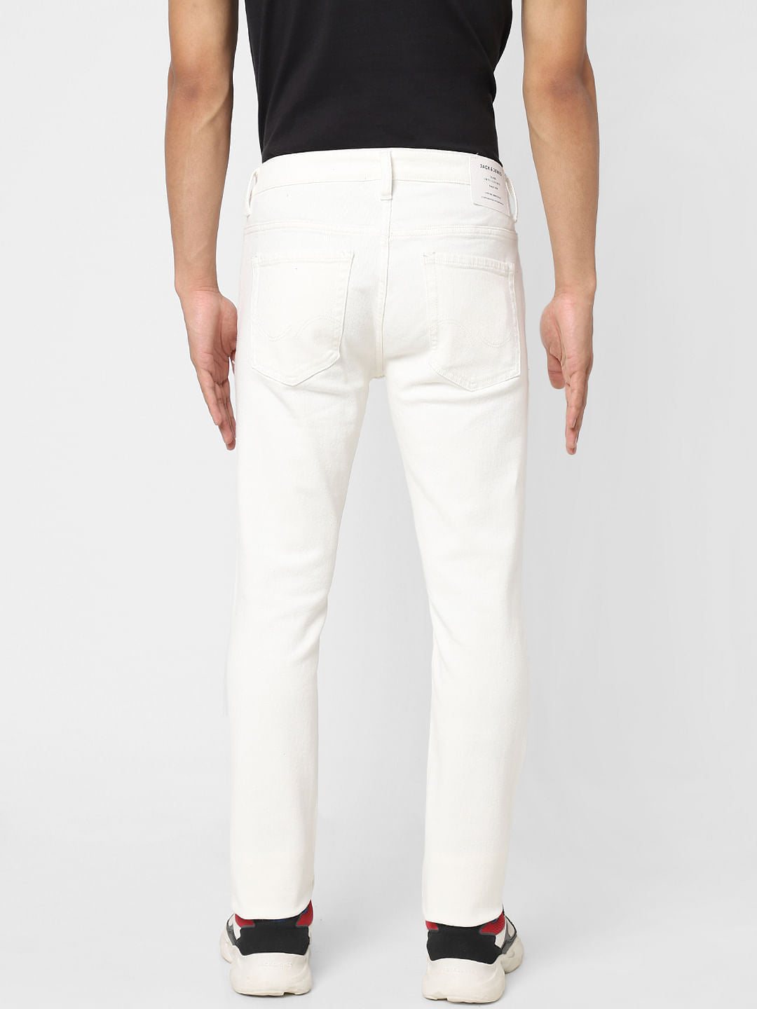 White Low Rise Distressed Ben Skinny Jeans