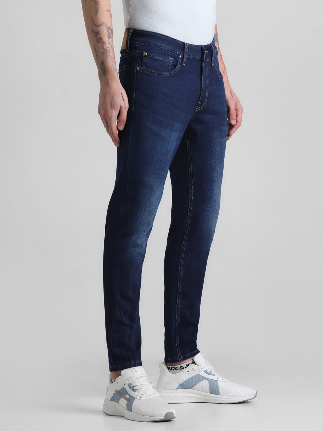 Dark Blue Mid Rise Brak Slim Jeans