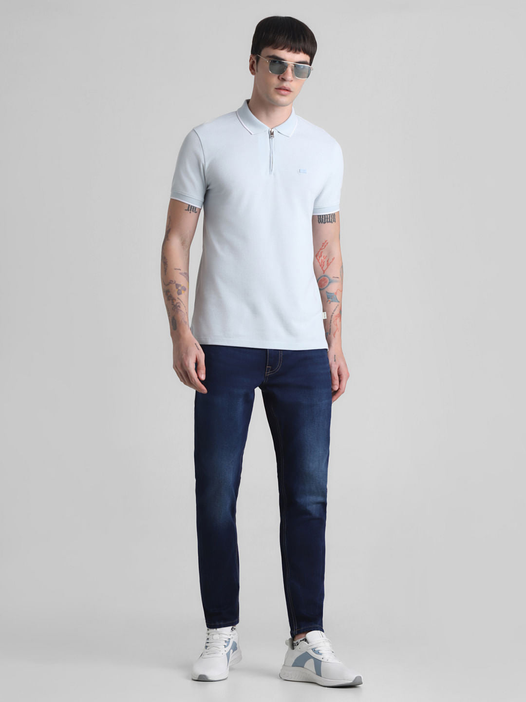 Dark Blue Mid Rise Brak Slim Jeans