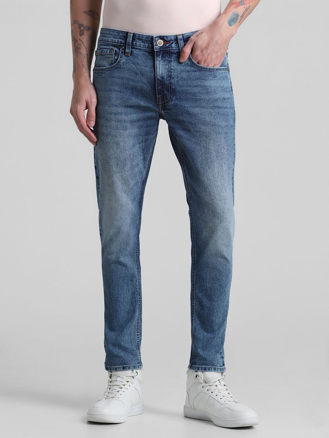 Blue Mid Rise Brak Slim Fit Jeans