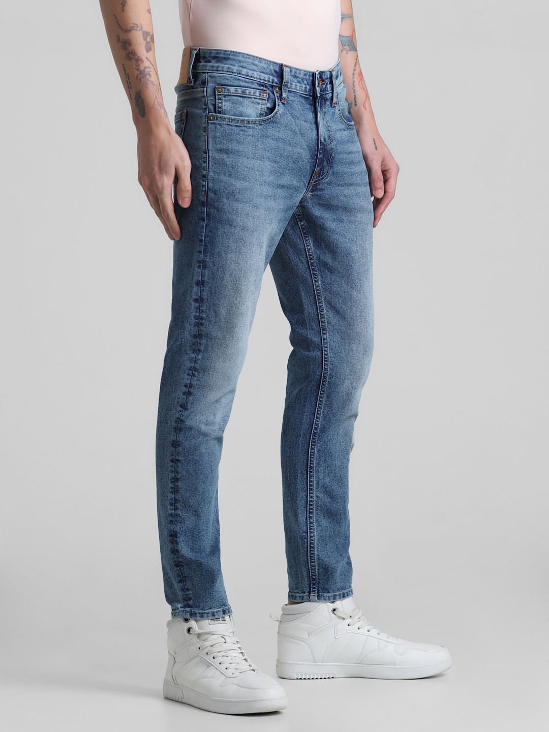 Blue Mid Rise Brak Slim Fit Jeans