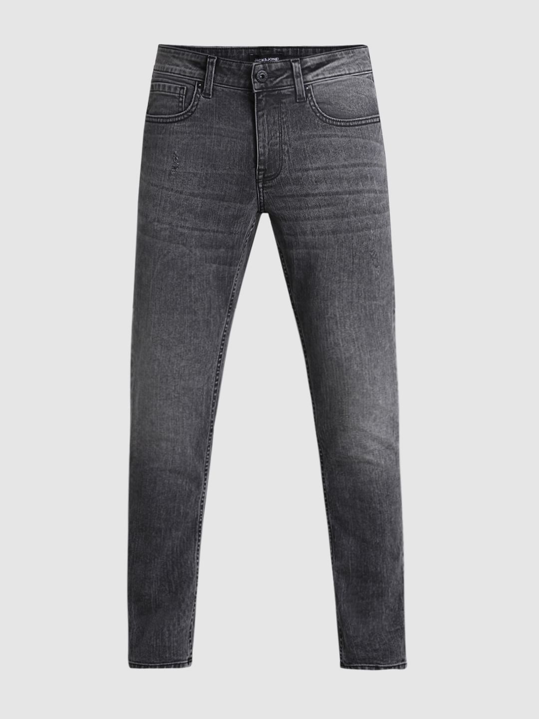 Black Mid Rise Washed Brak Slim Fit Jeans