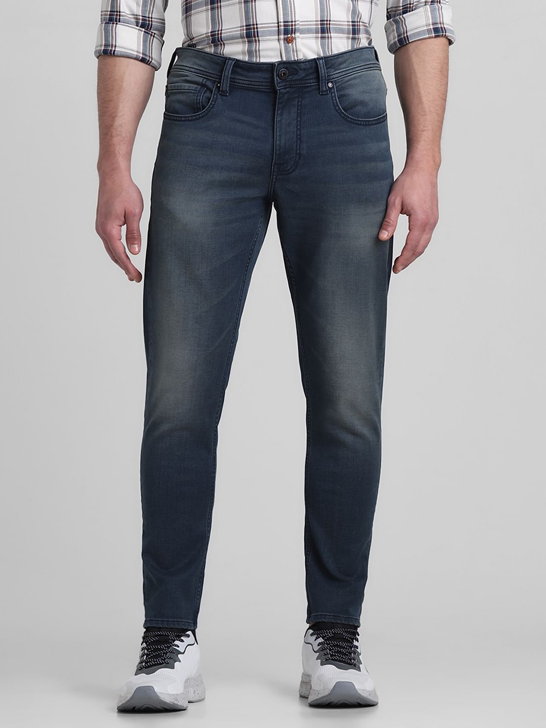 Dark Blue Mid Rise Brak Slim Fit Jeans