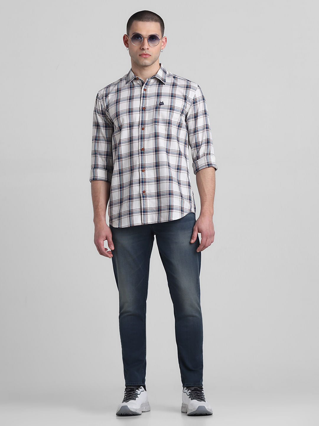 Dark Blue Mid Rise Brak Slim Fit Jeans