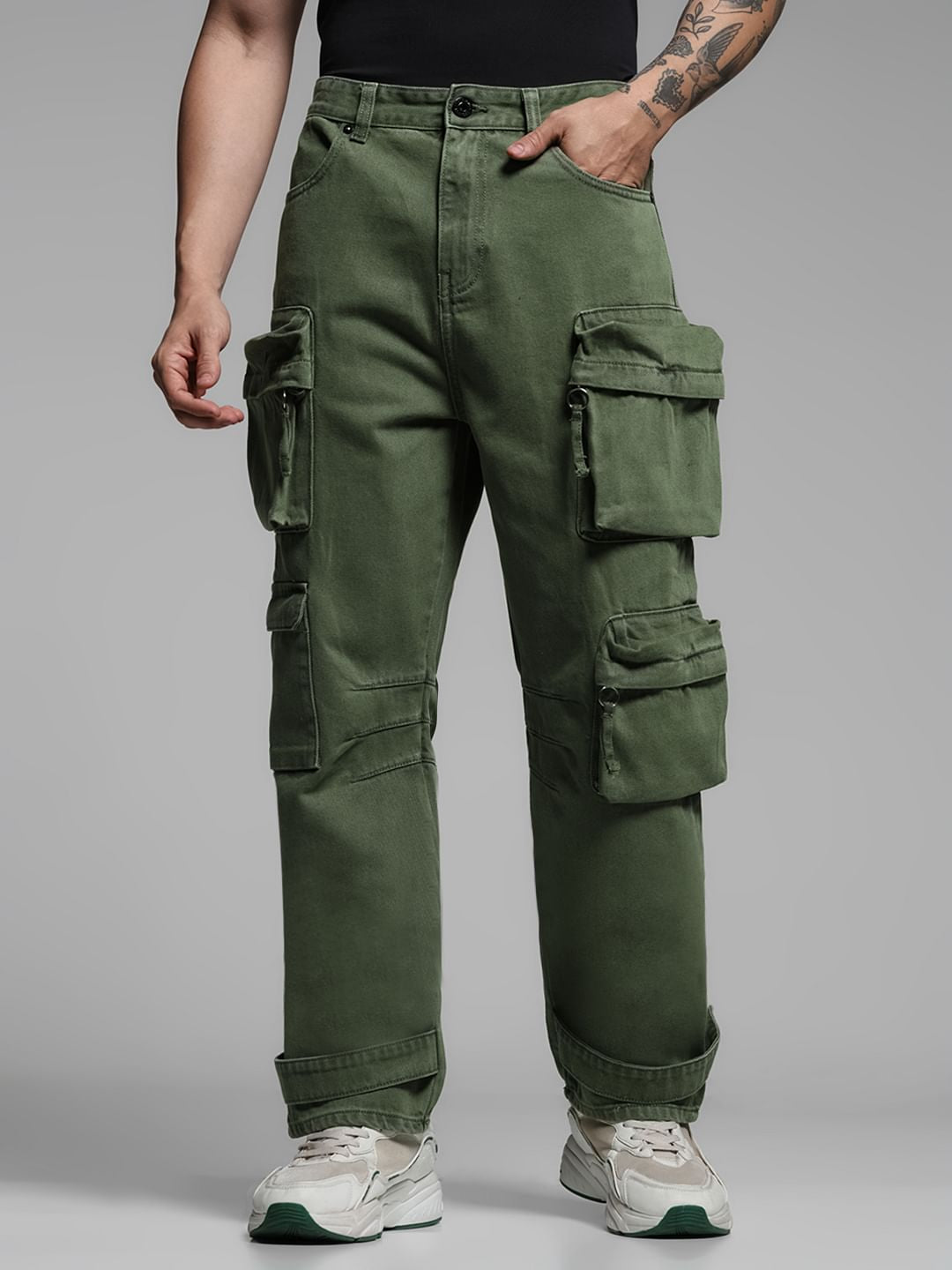 Green Low Rise Dario Cargo Jeans
