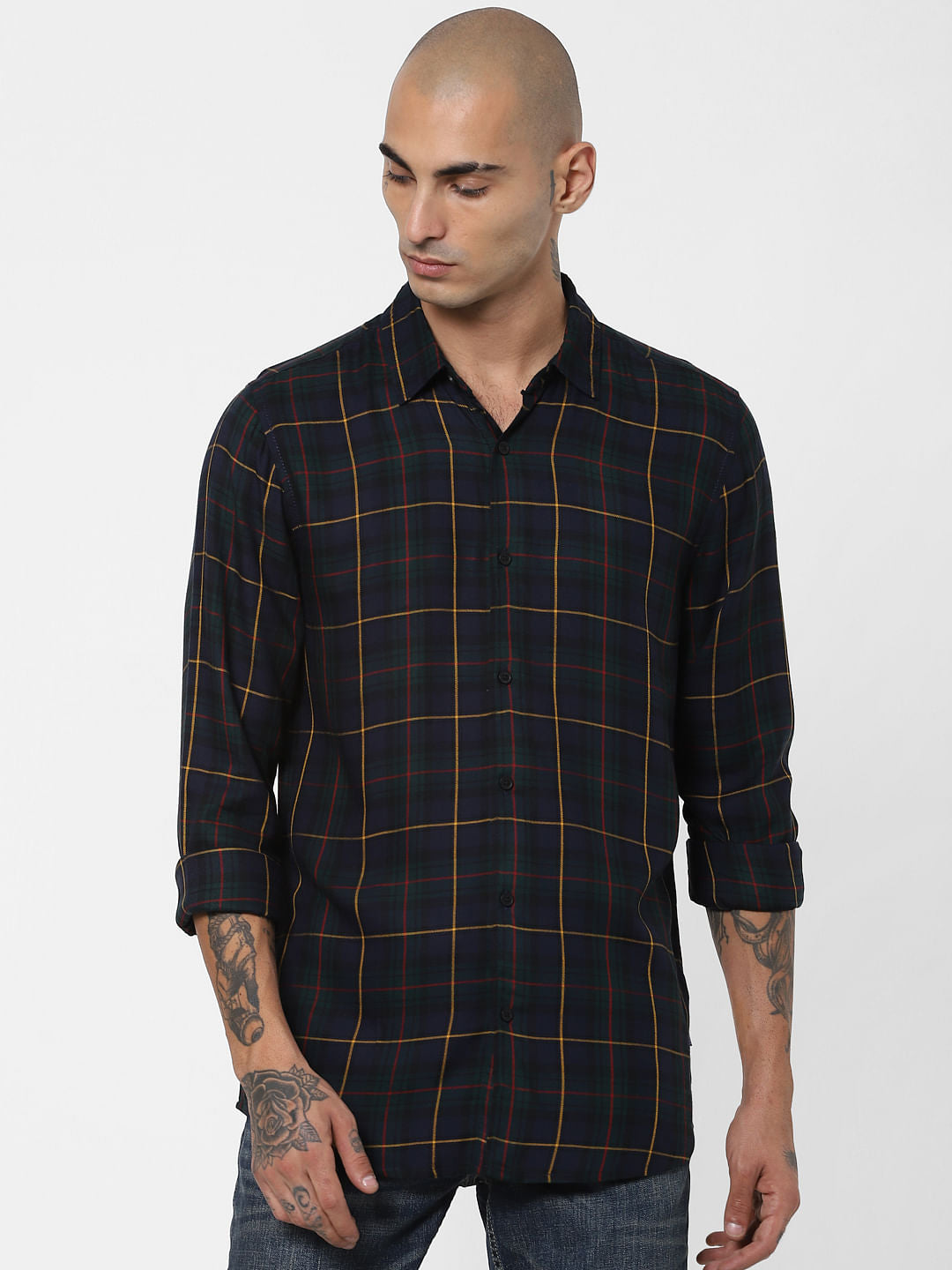 Green Check Full Sleeves Shirt