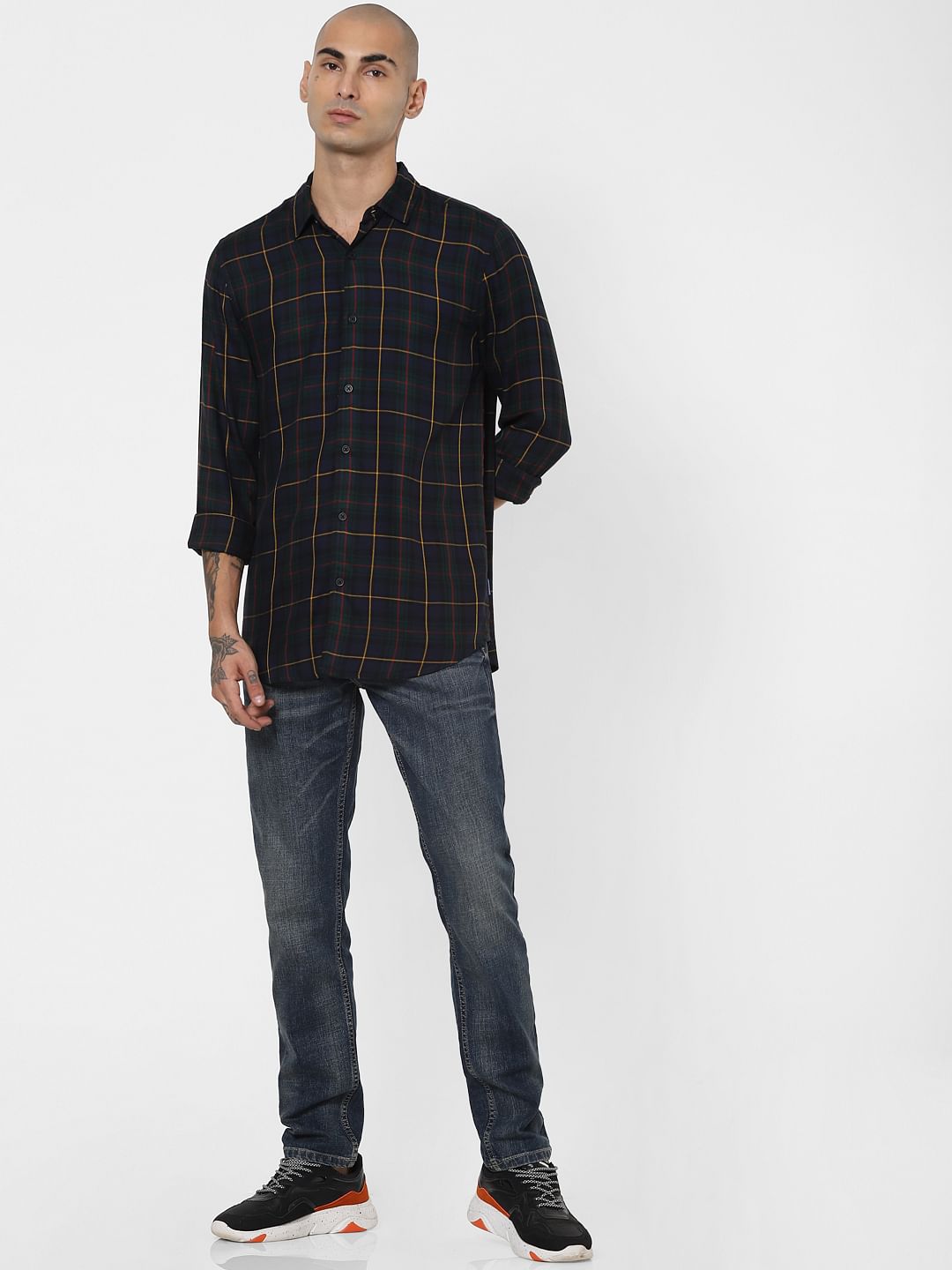 Green Check Full Sleeves Shirt