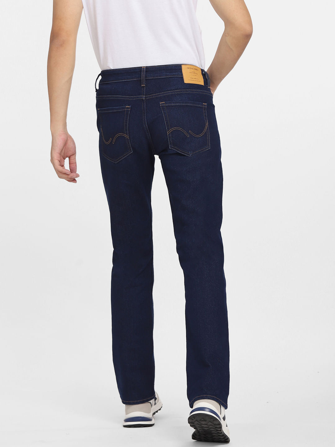 Dark Blue Mid Rise Clark Straight Fit Jeans