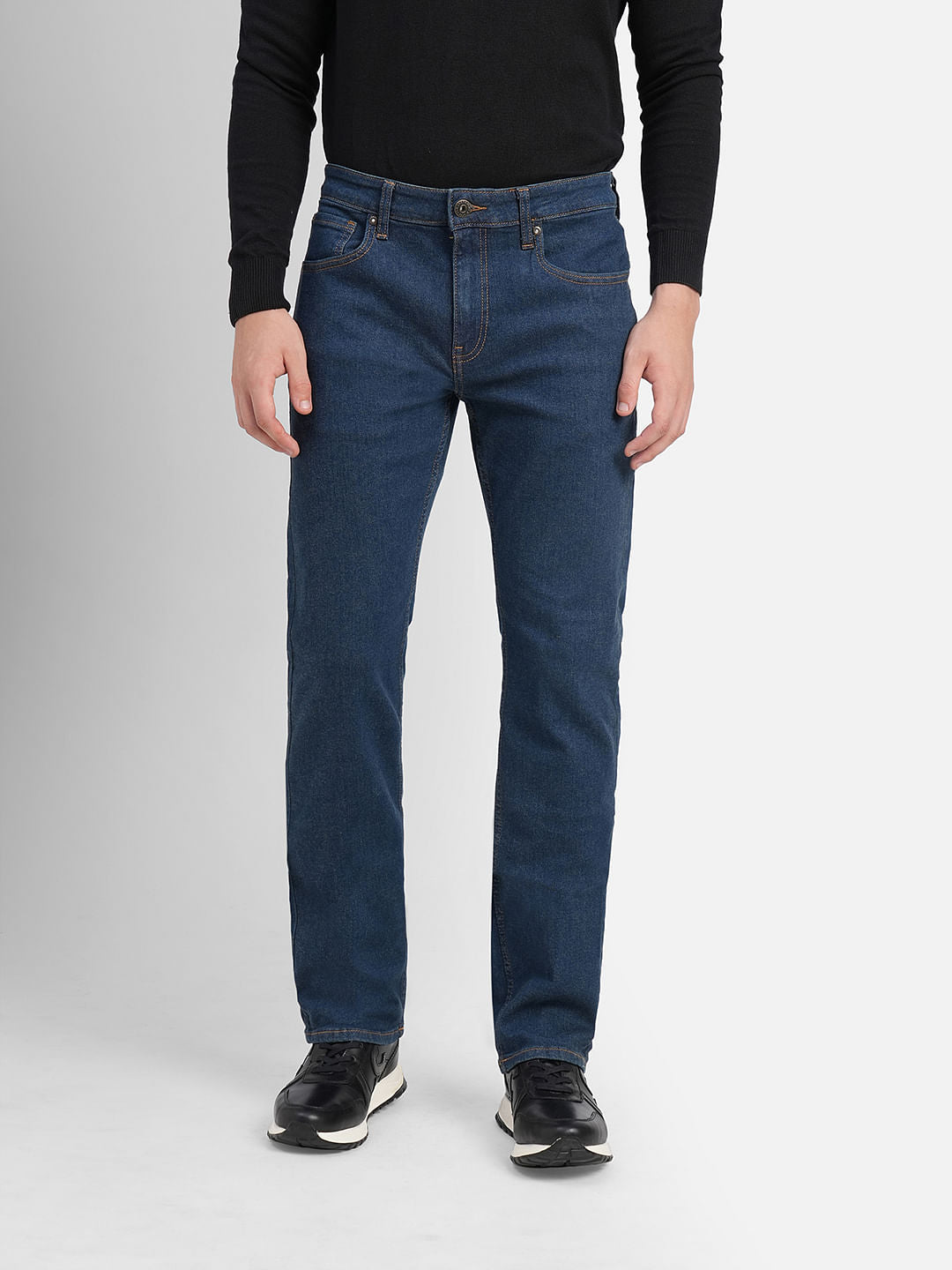 Blue Mid Rise Clark Regular Jeans