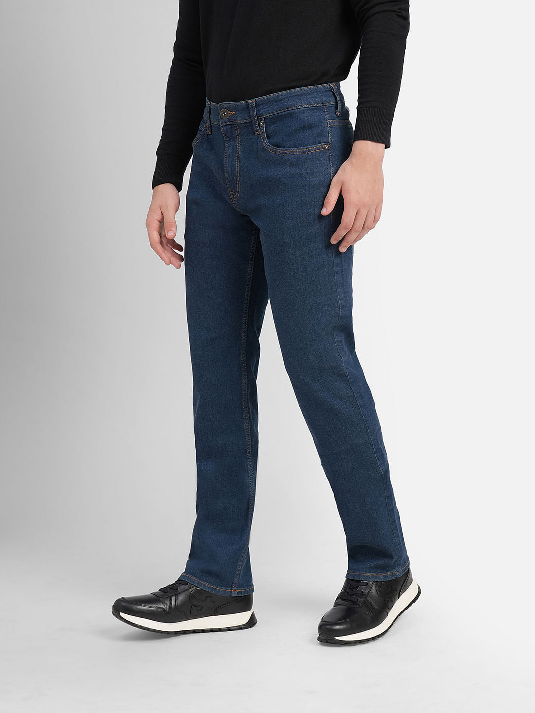 Blue Mid Rise Clark Regular Jeans