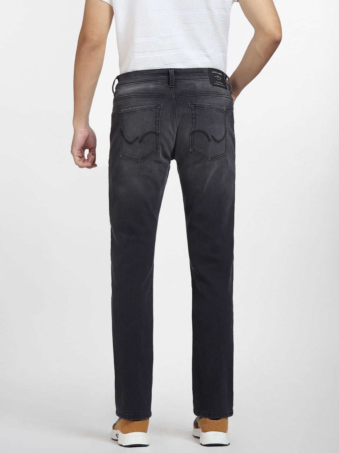 Grey Mid Rise Clark Regular Fit Jeans