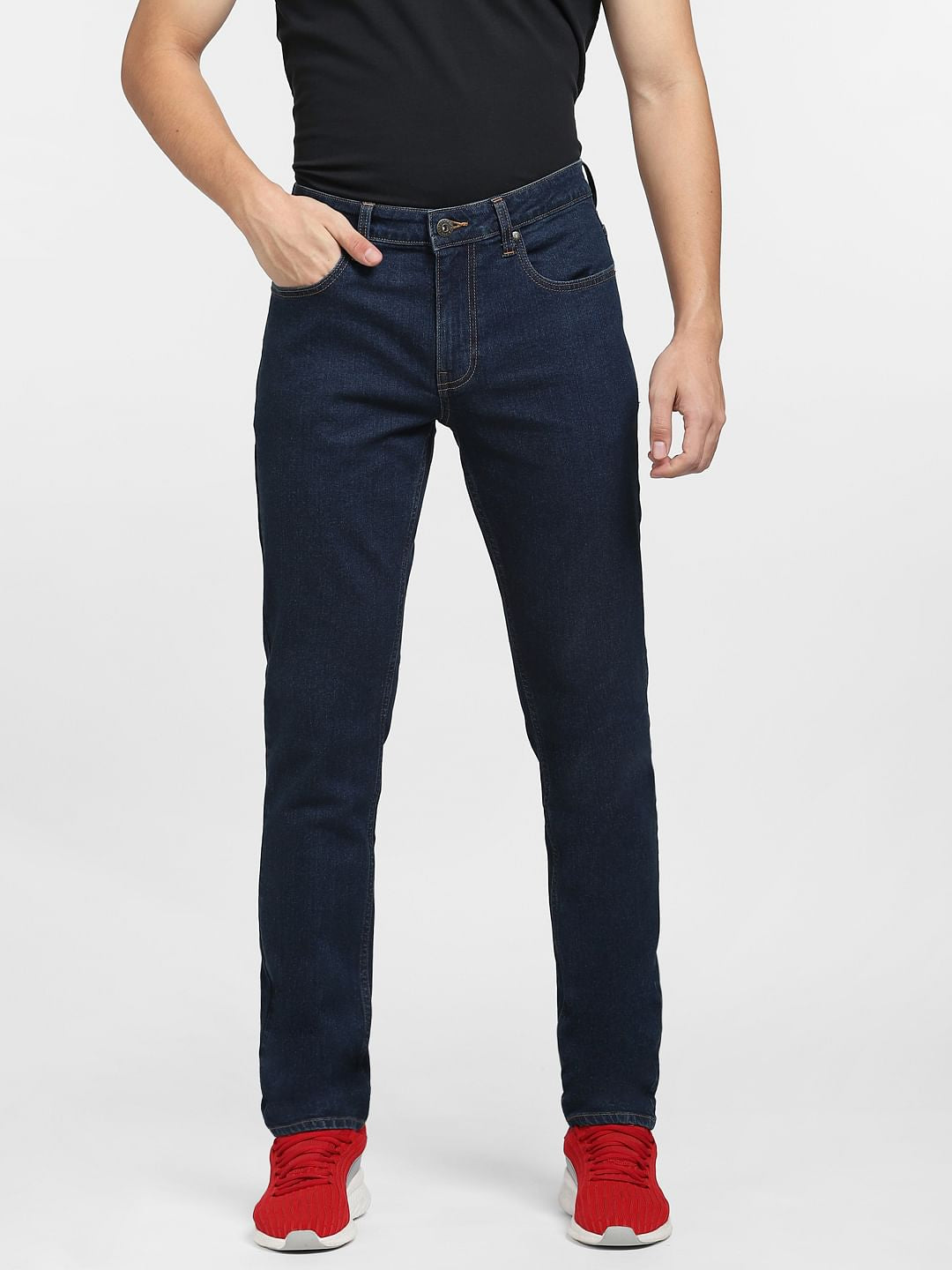 Dark Blue Low Rise Washed Glenn Slim Jeans
