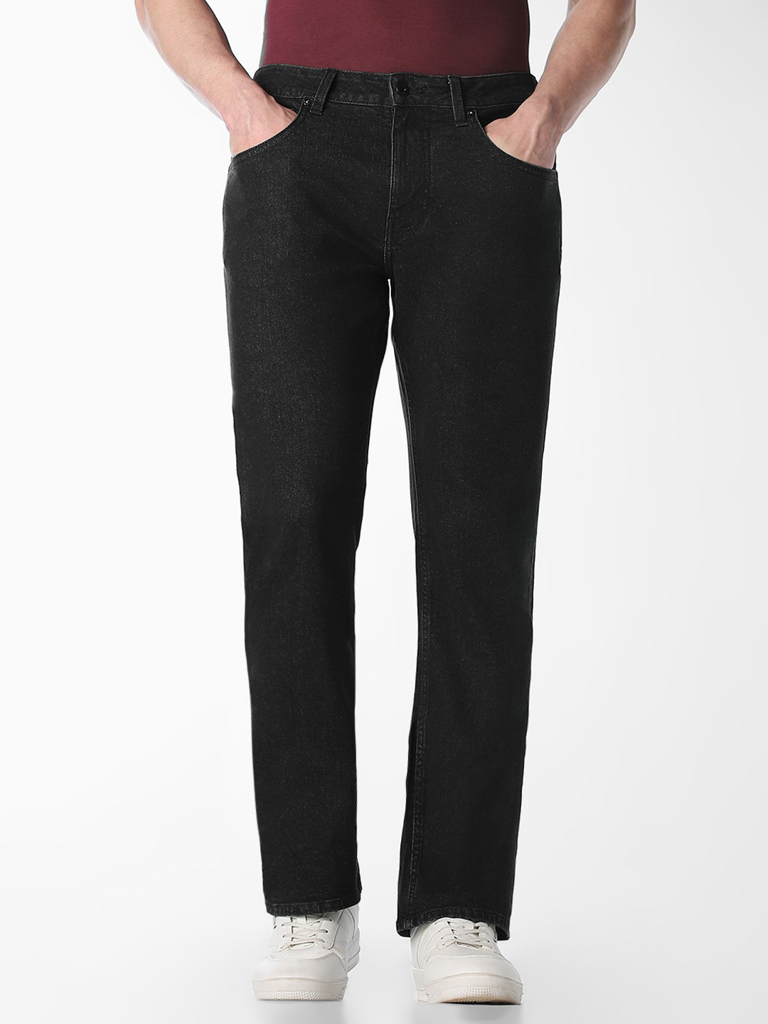 Men's Black Bootcut Low Rise Stretch Jeans