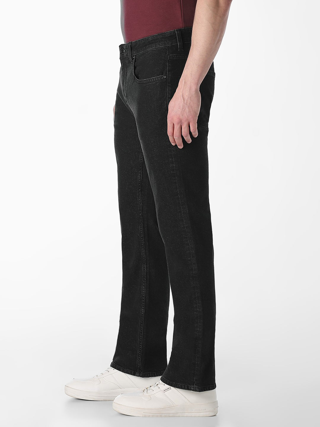 Men's Black Bootcut Low Rise Stretch Jeans
