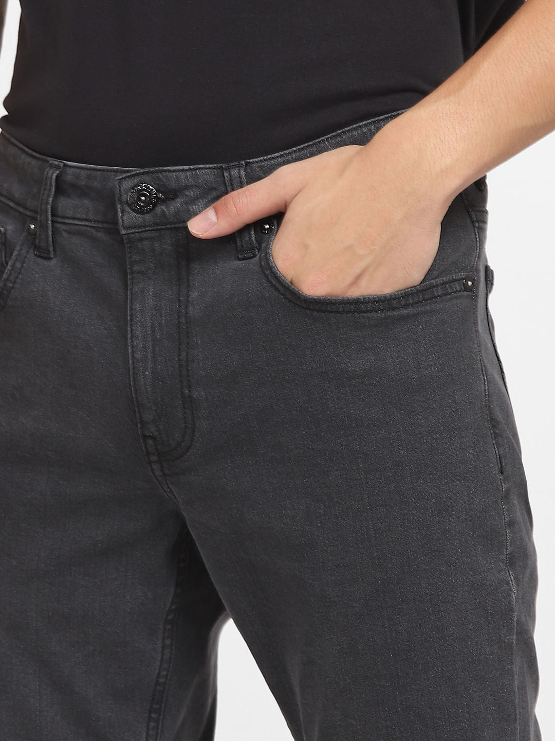 Dark Grey Low Rise Glenn Slim Jeans