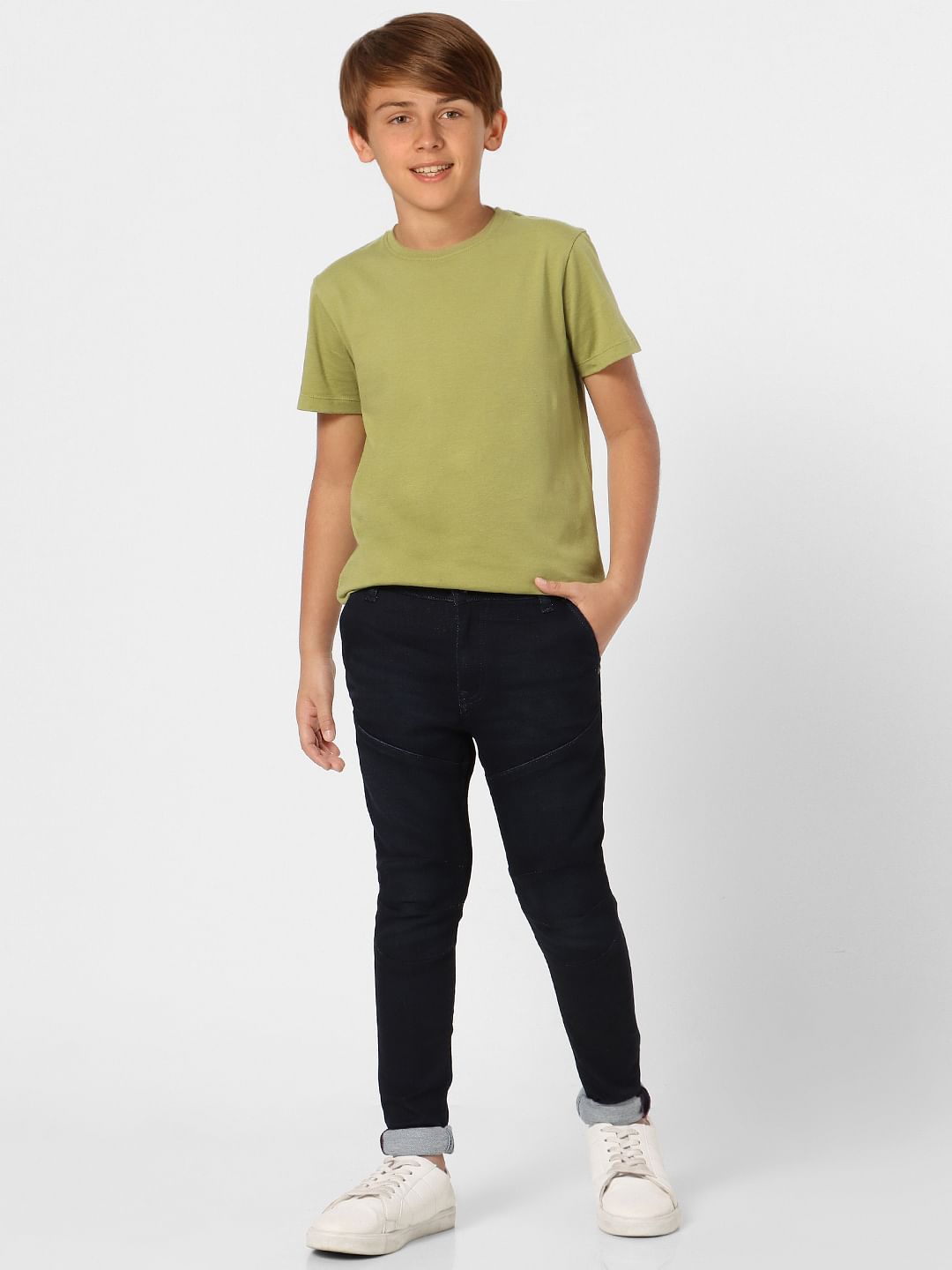 Boys Black Mid Rise Glenn Slim Fit Jeans