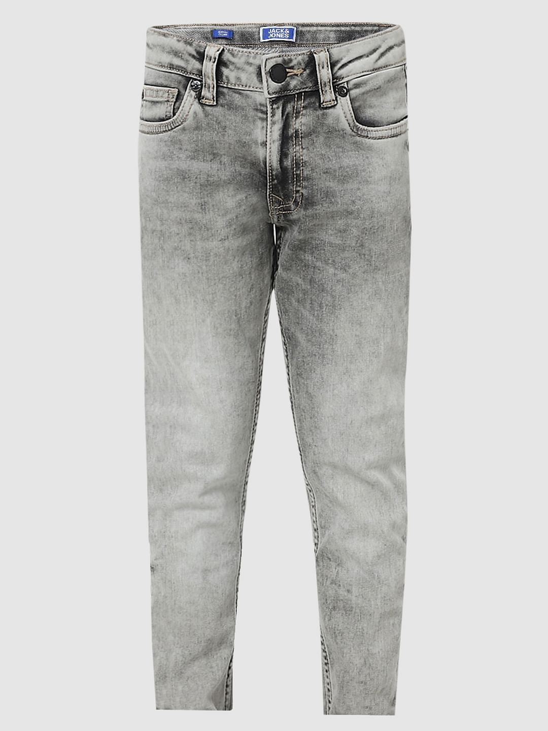Boys Grey Mid Rise Glenn Slim Fit Jeans