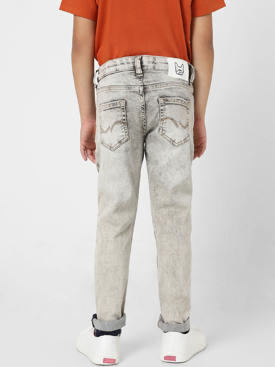 Boys Grey Mid Rise Glenn Slim Fit Jeans