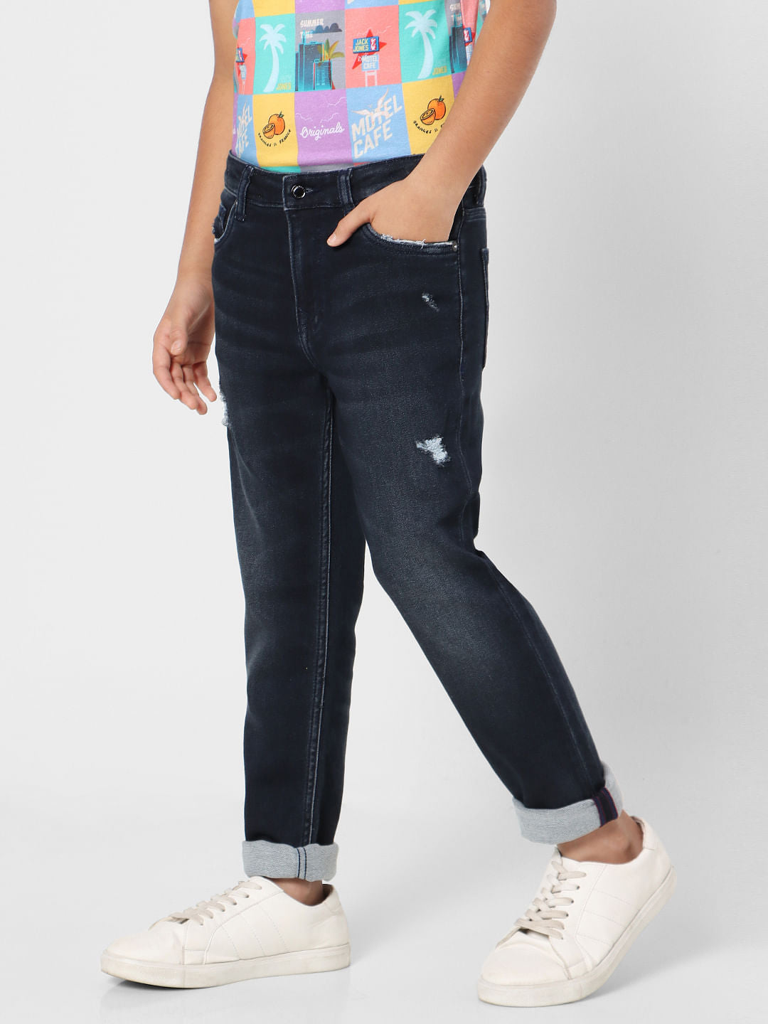 Boys Blue Mid Rise Clark Straight Jeans