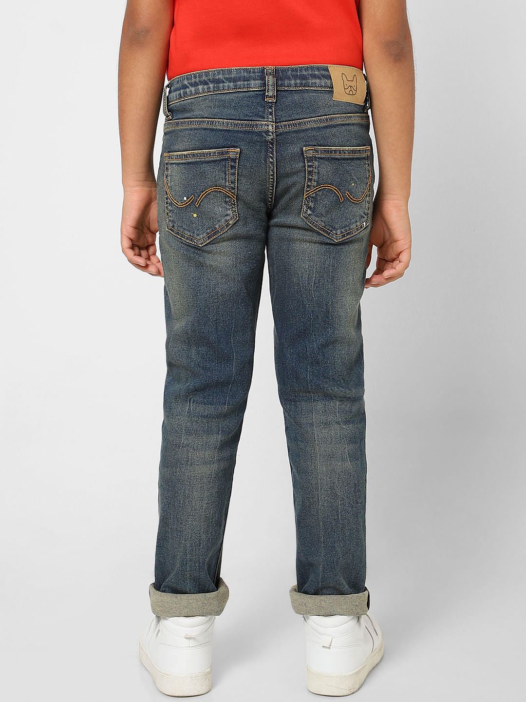 Boys Blue Washed Straight Jeans