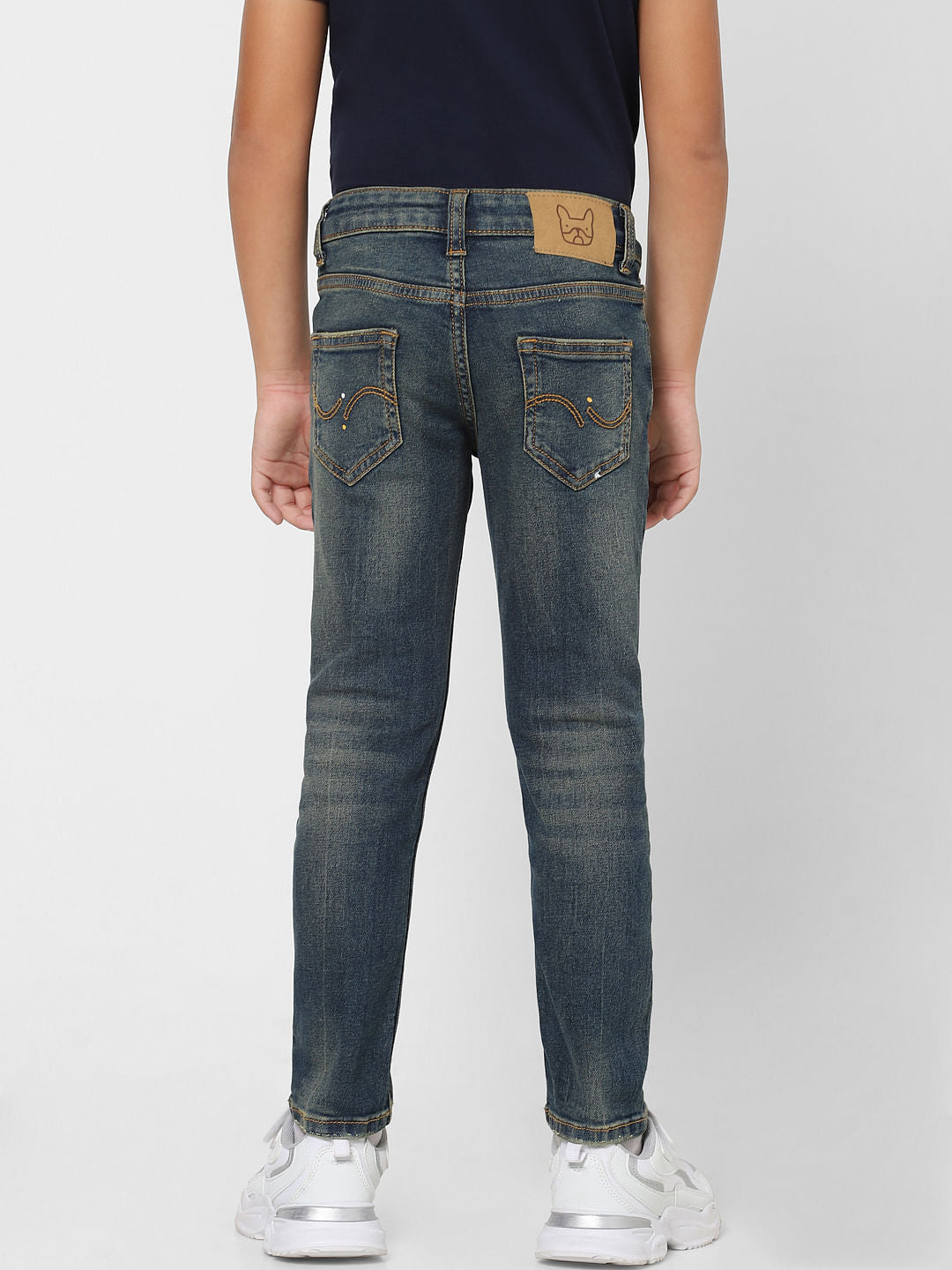 Boys Blue Mid Rise Washed Straight Fit Jeans