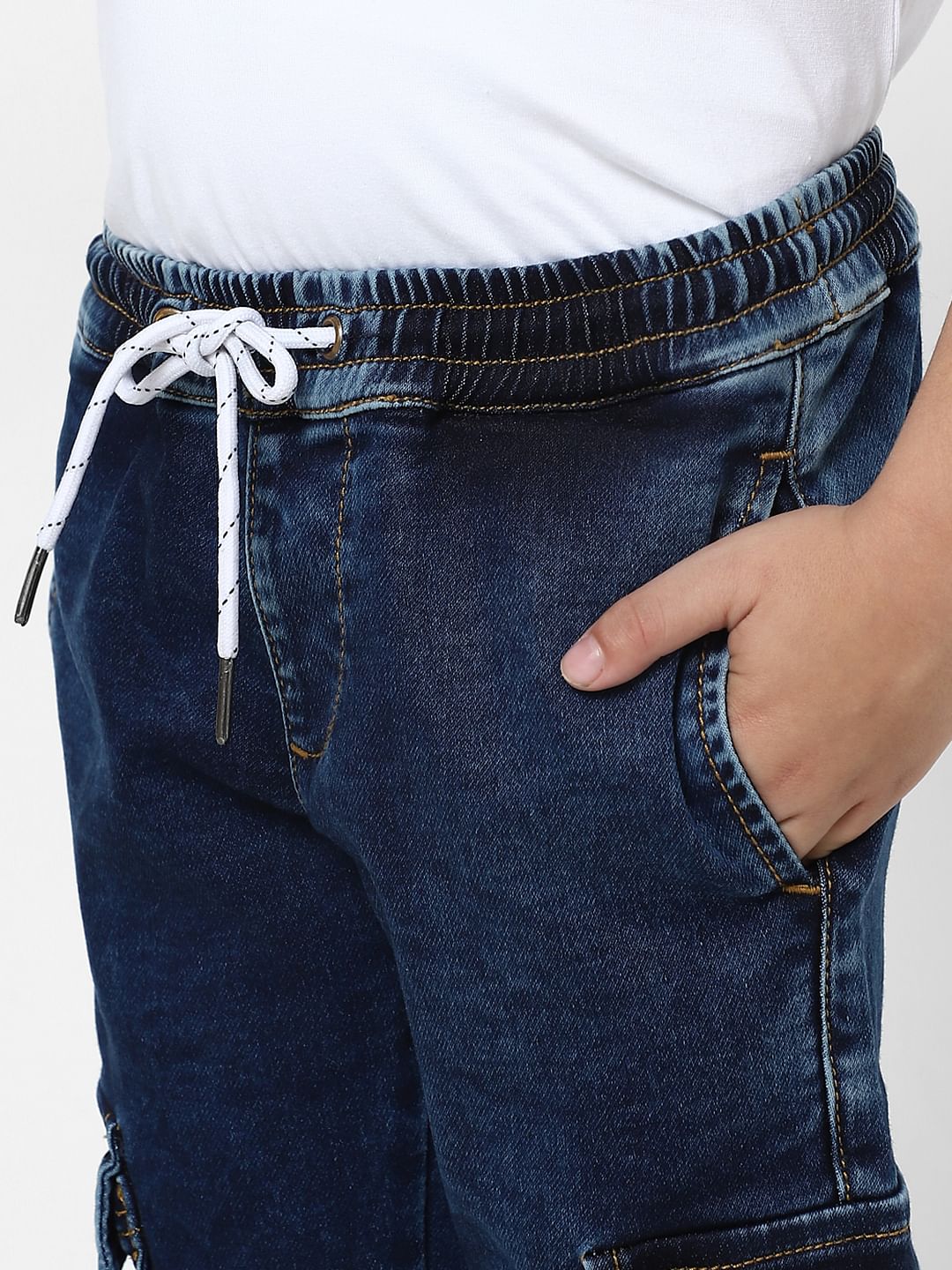 Boys Blue Patch Pocket Joggers