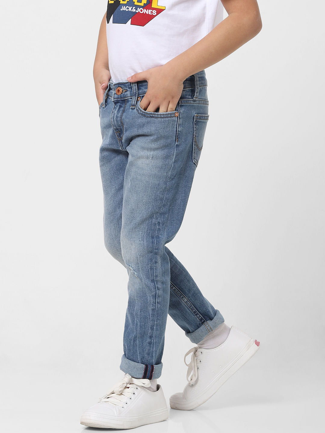 Boys Blue Mid Rise Glenn Slim Fit Jeans
